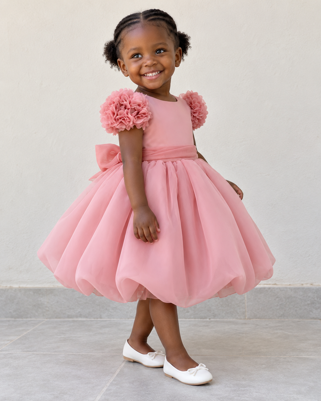 Robe Rose Fleurie – 6 mois à 3 ans